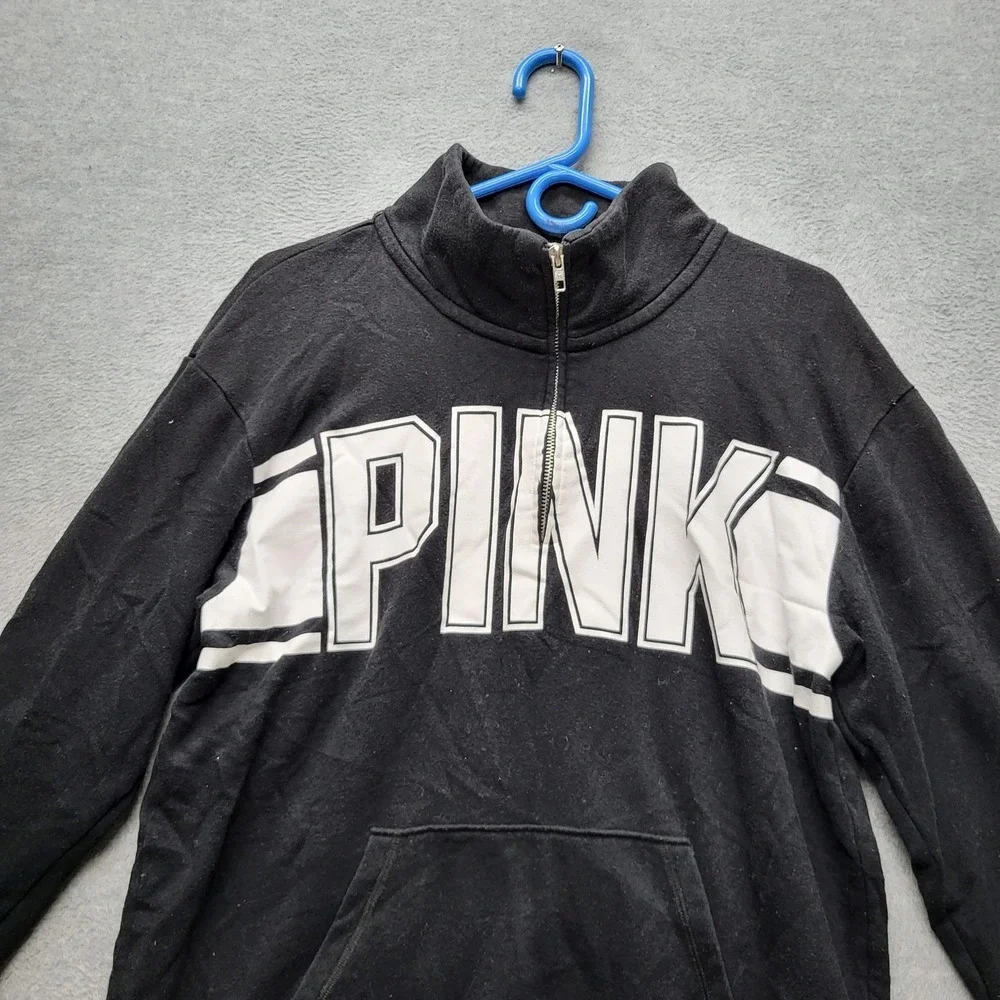 Victoria's Secret PINK Women‎ Sweatshirt M Black Colorblock Logo
